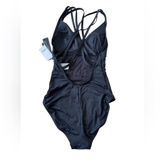La Blanca Island Goddess Multi-Strap Cross Back One Piece Swimsuit Black size 4 - Picture 5 of 6